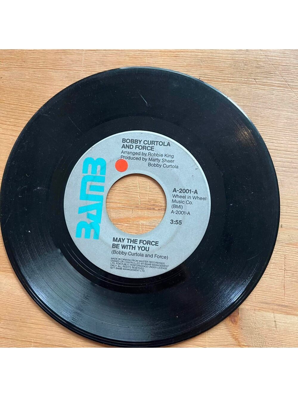 Bobby Curtola and Force - May the Force be with You 45rpm VG+ R10